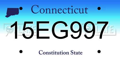 15EG997 Connecticut License Plate