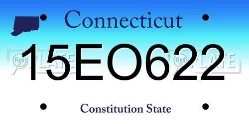 15EO622 Connecticut License Plate