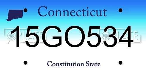 15GO534 Connecticut License Plate