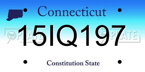 15IQ197 Connecticut License Plate