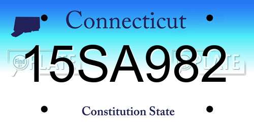15SA982 Connecticut License Plate