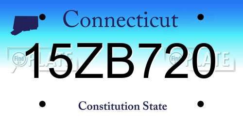 15ZB720 Connecticut License Plate