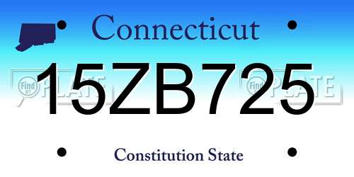 15ZB725 Connecticut License Plate