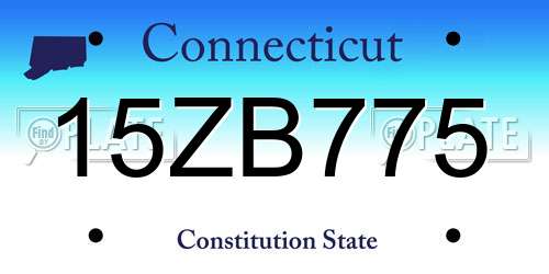 15ZB775 Connecticut License Plate