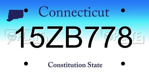 15ZB778 Connecticut License Plate