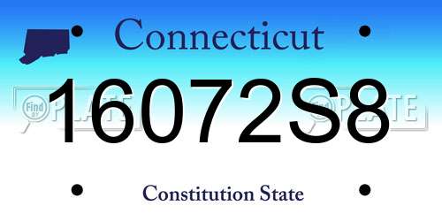16072S8 Connecticut License Plate