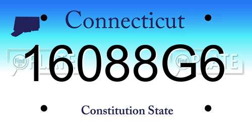 16088G6 Connecticut License Plate