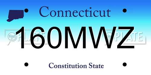160MWZ Connecticut License Plate