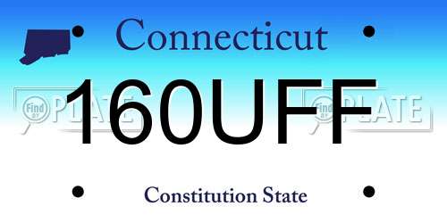 160UFF Connecticut License Plate