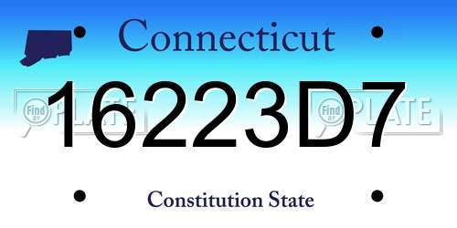 16223D7 Connecticut License Plate
