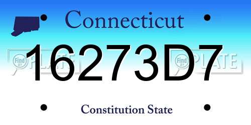 16273D7 Connecticut License Plate