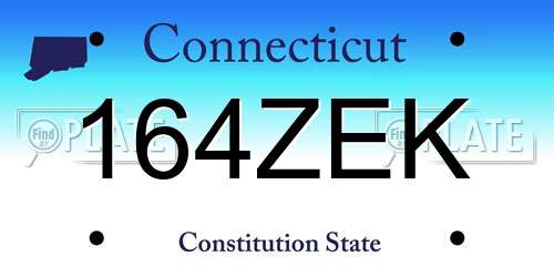 164ZEK Connecticut License Plate