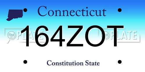 164ZOT Connecticut License Plate