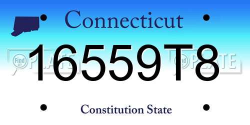 16559T8 Connecticut License Plate