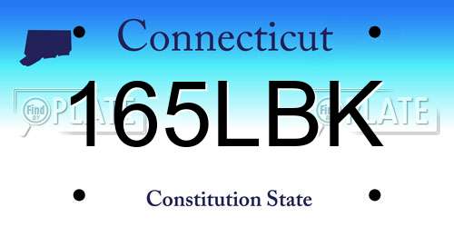 165LBK Connecticut License Plate