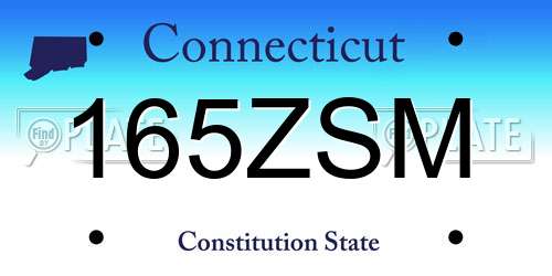 165ZSM Connecticut License Plate