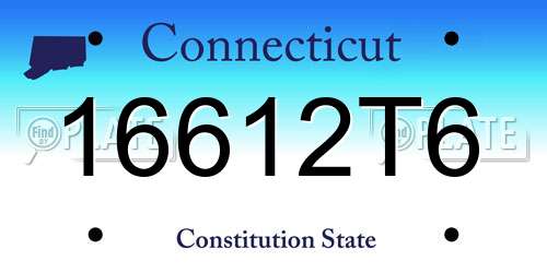 16612T6 Connecticut License Plate