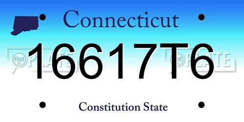 16617T6 Connecticut License Plate
