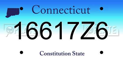 16617Z6 Connecticut License Plate