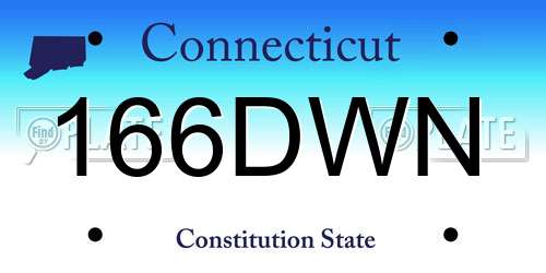 166DWN Connecticut License Plate