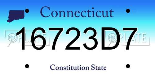 16723D7 Connecticut License Plate