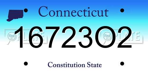 16723O2 Connecticut License Plate