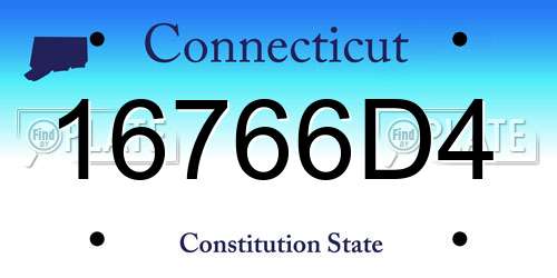 16766D4 Connecticut License Plate