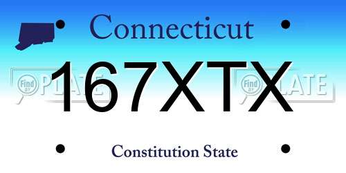 167XTX Connecticut License Plate