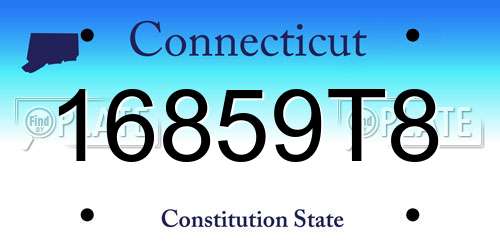 16859T8 Connecticut License Plate