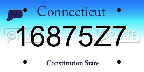 16875Z7 Connecticut License Plate