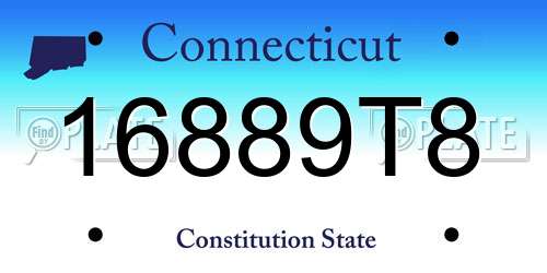 16889T8 Connecticut License Plate