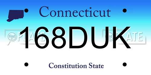 168DUK Connecticut License Plate