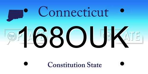 168OUK Connecticut License Plate