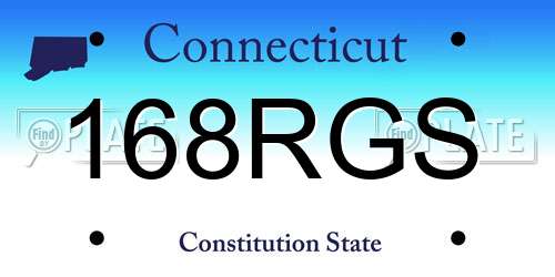 168RGS Connecticut License Plate