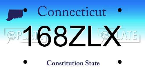 168ZLX Connecticut License Plate