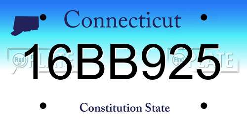 16BB925 Connecticut License Plate