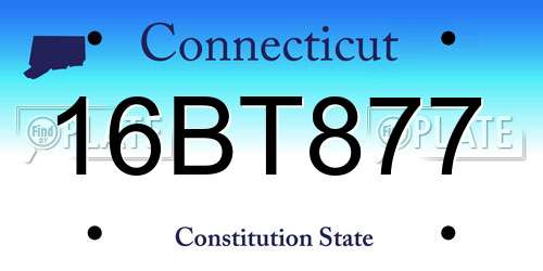 16BT877 Connecticut License Plate