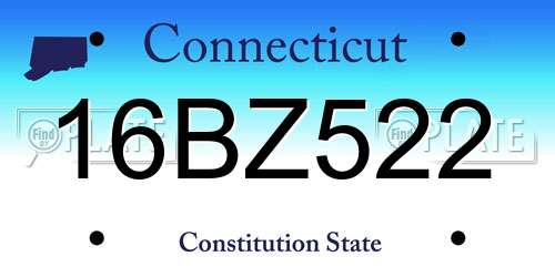 16BZ522 Connecticut License Plate