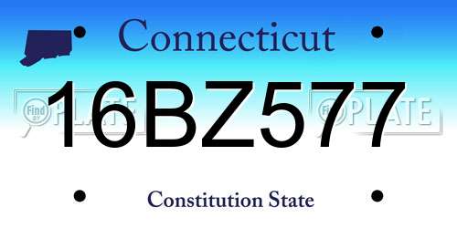16BZ577 Connecticut License Plate