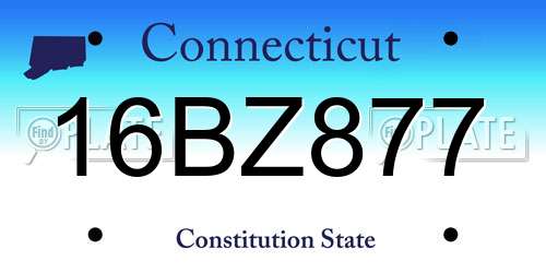 16BZ877 Connecticut License Plate