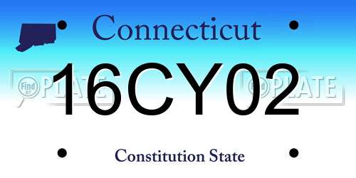 16CY02 Connecticut License Plate