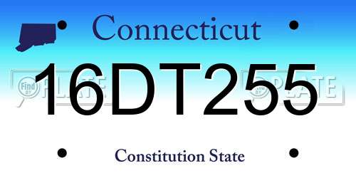 16DT255 Connecticut License Plate