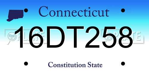 16DT258 Connecticut License Plate