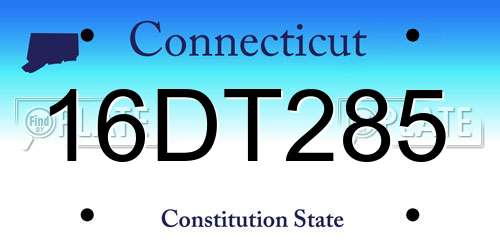 16DT285 Connecticut License Plate
