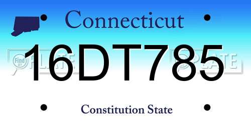 16DT785 Connecticut License Plate