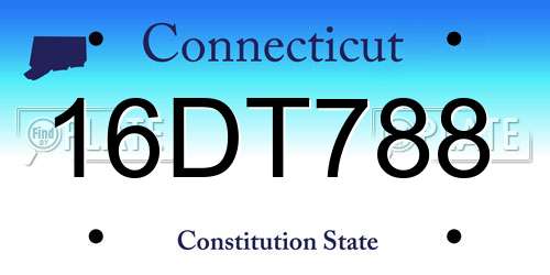 16DT788 Connecticut License Plate