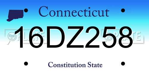 16DZ258 Connecticut License Plate