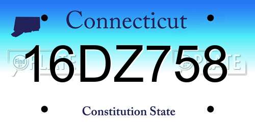 16DZ758 Connecticut License Plate