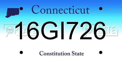 16GI726 Connecticut License Plate