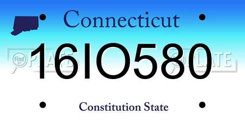 16IO580 Connecticut License Plate